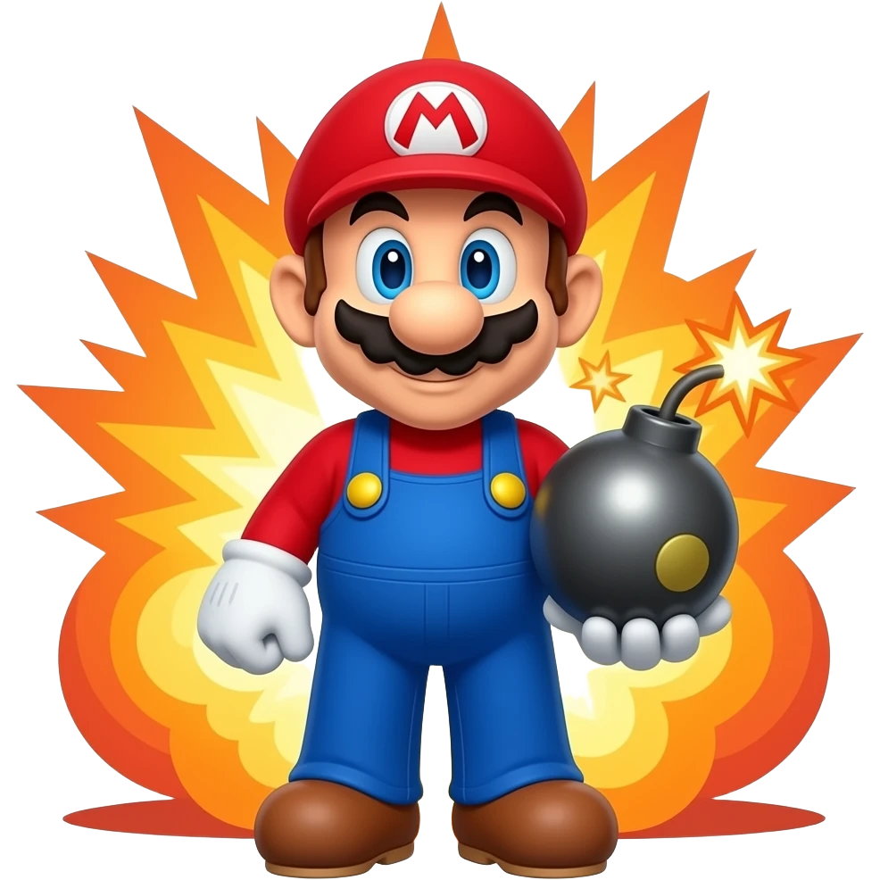 I need a mario emoji with mario bombed emoji