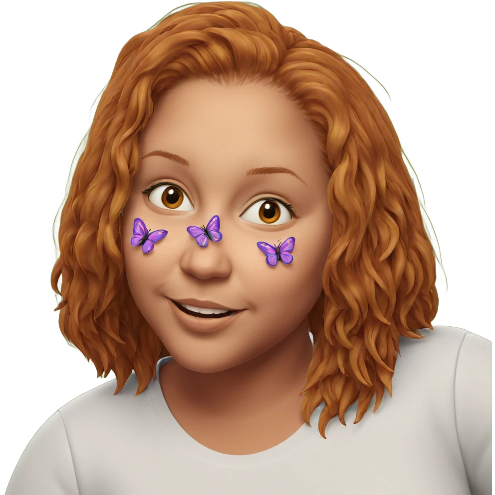 happy girl with butterfly emoji