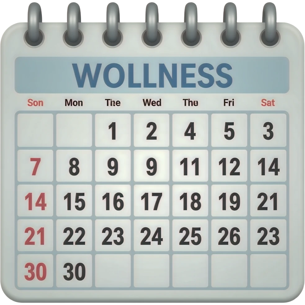 a calendar full of wellness breaks emoji