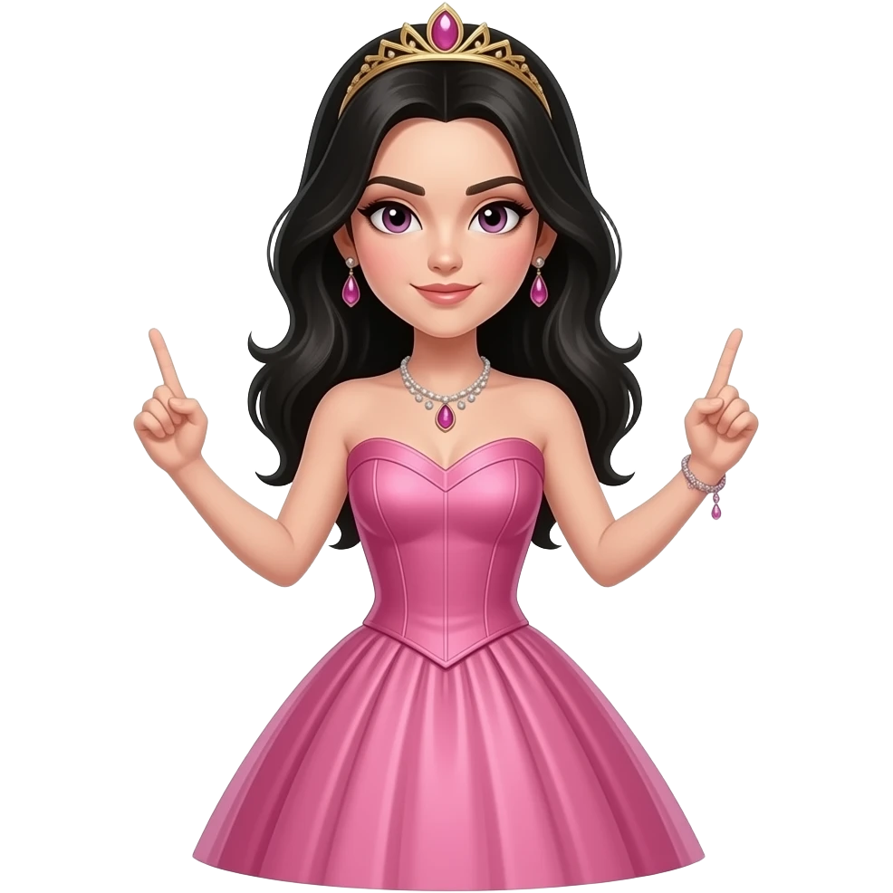 Slay  ,like are girl beautiful make with black hair pink gown human emoji emoji