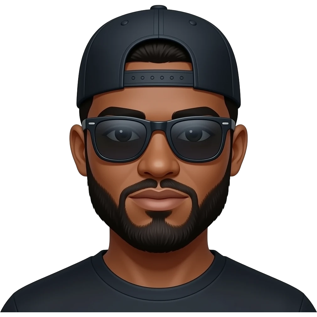 A bald black man with a beard and goatee in dark shades with a football hat emoji