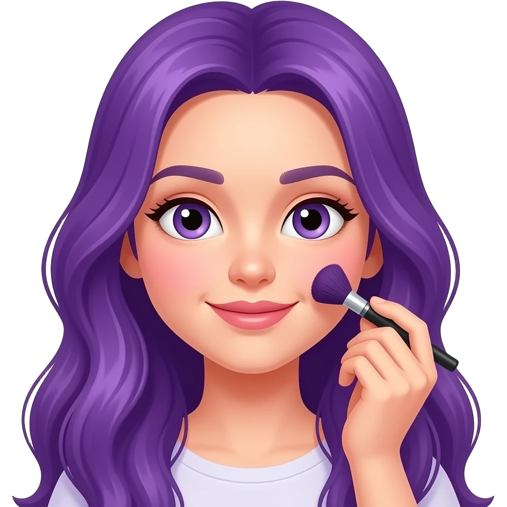 GIRL WITH LONG PURPLE HAIR DOING HER MAKE UP emoji