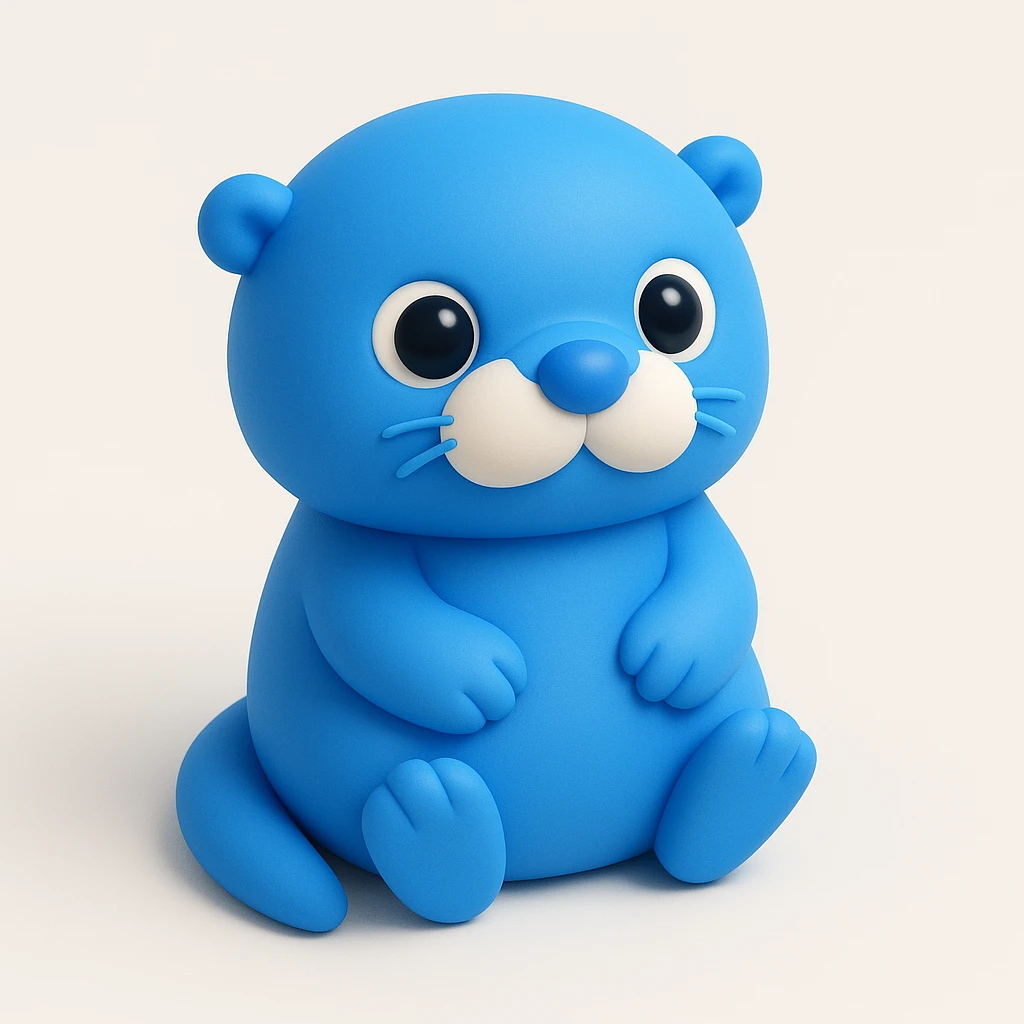 whimsical 3D otter with a round face, large expressive eyes, and tiny paws emoji