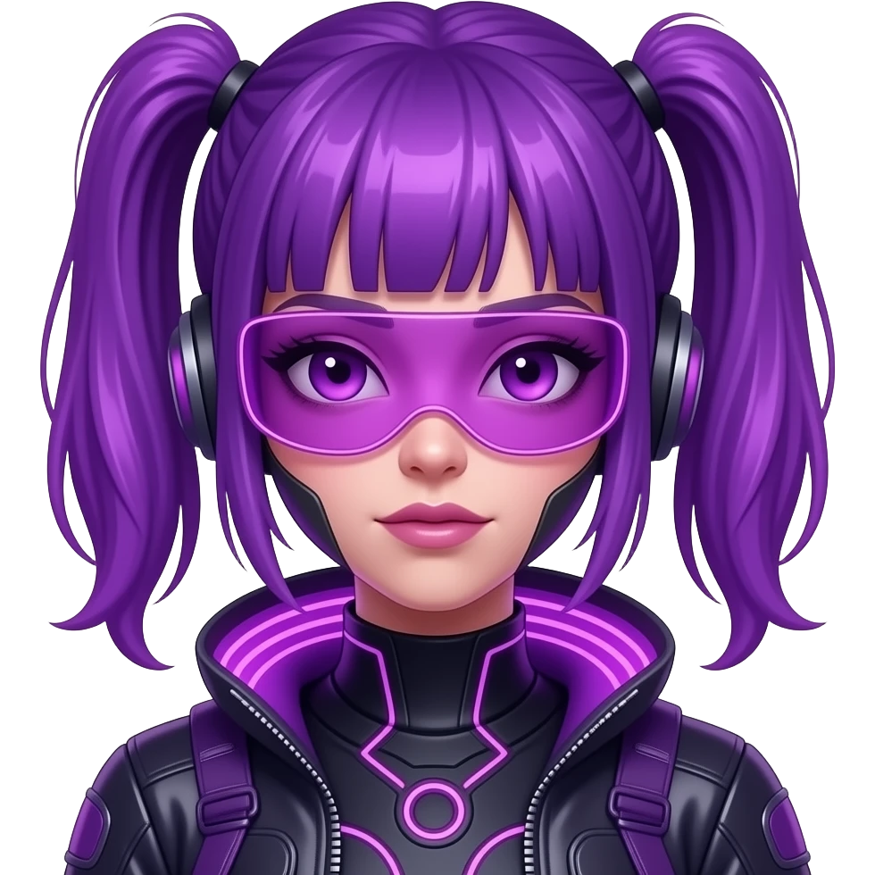 Cyberpunk girl neon color purple emoji
