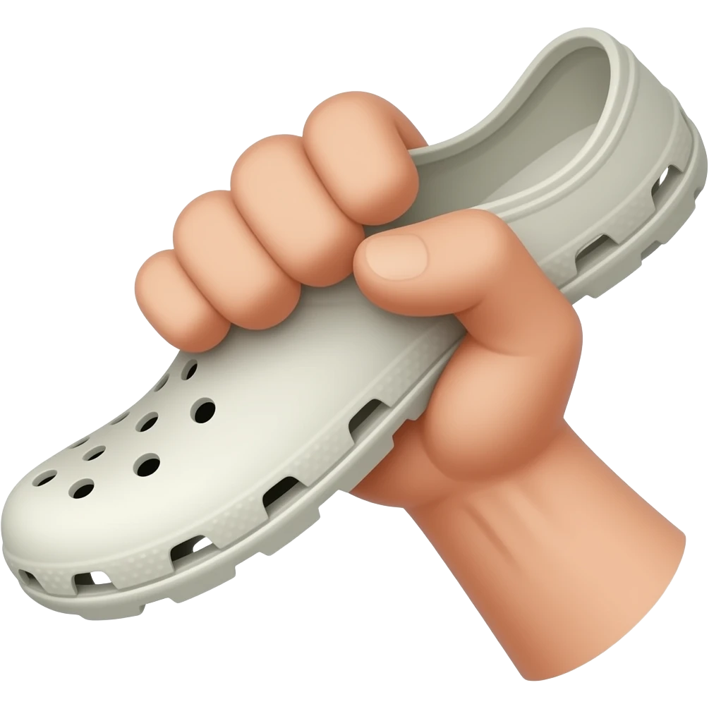 emoji fist holding a croc shoe, as if to throw it emoji