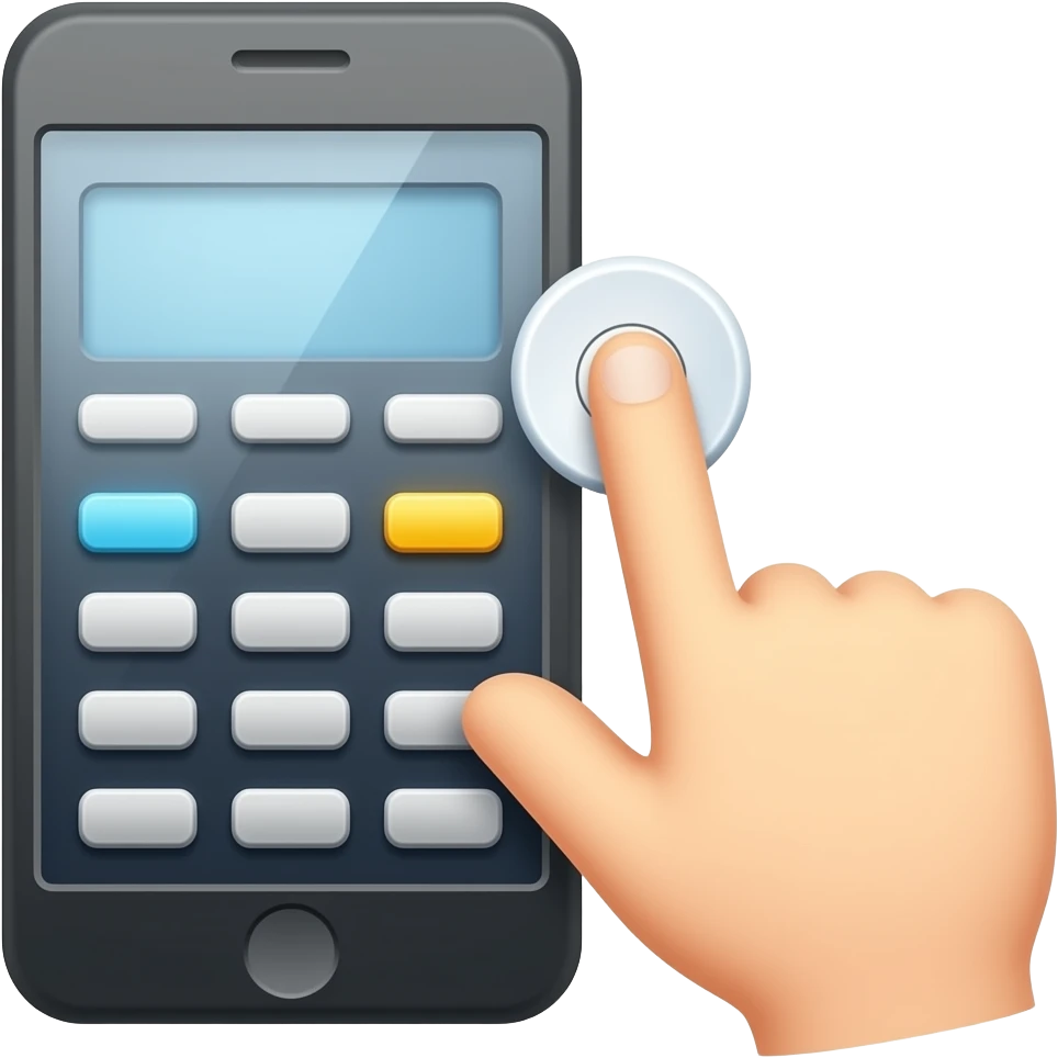 Hand pressing a pause button next to a phone emoji