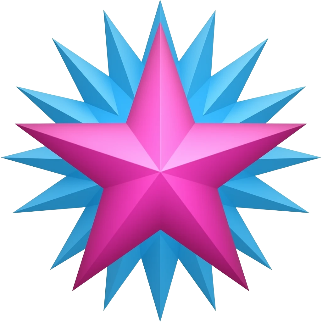 Add hot pink and bright blue starbursts with a huge star in middle emoji