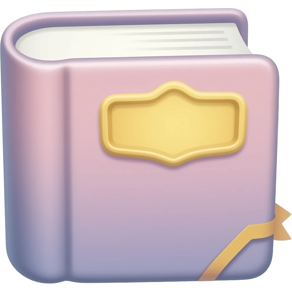 Книга - 2d Стикер-дизайн, мультяшная иллюстрация, пастельные цвета, округлые формы, без глаз и ртов, толстый мягкий контур emoji