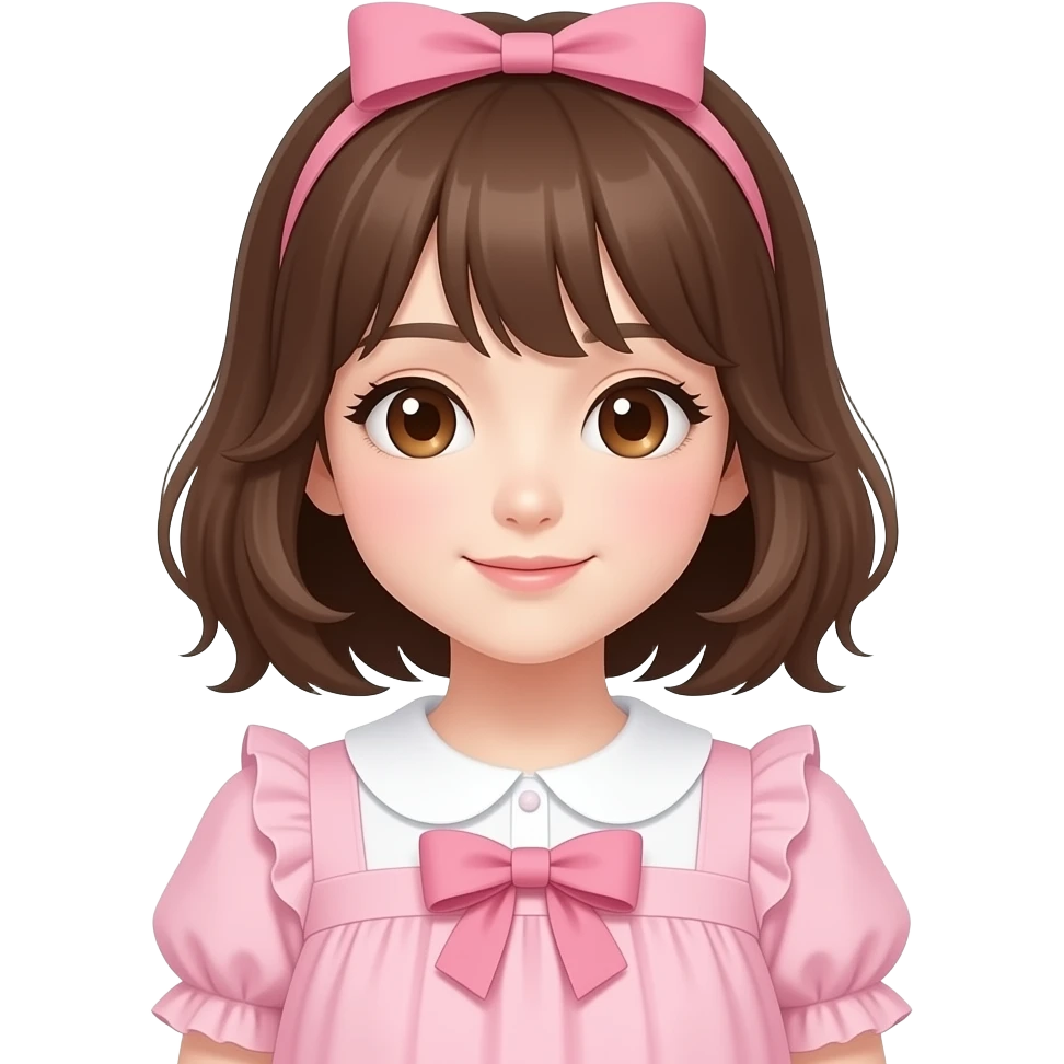 sweet lolita brown hair brown eyes light pink dress emoji