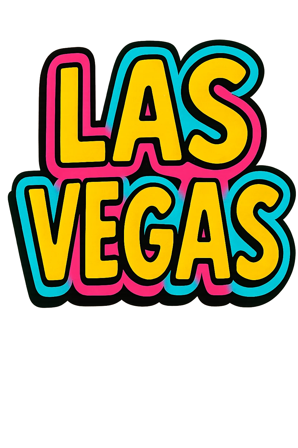the word LASVEGAS in a bold, vibrant style with neon lights, inspired by Las Vegas signage emoji