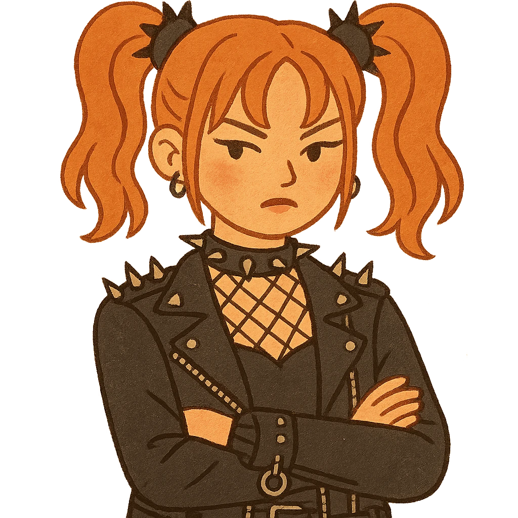 Blackpink in punk goth style, leather, spikes, rebellious attitude emoji