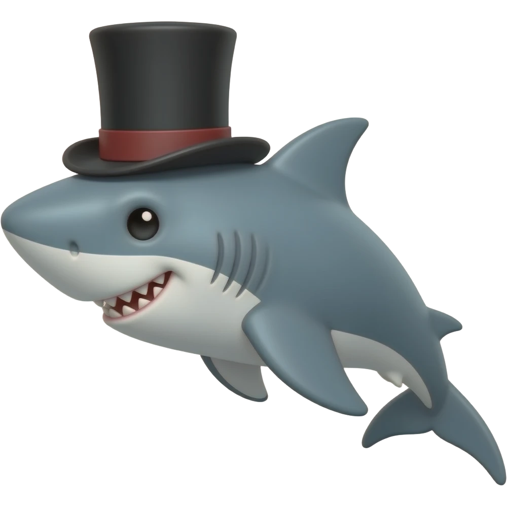 Shark with a top hat emoji