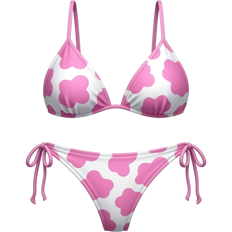 bikini with cotton-candy pink cow print emoji