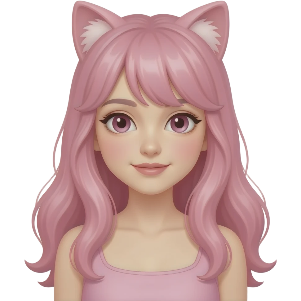 Its a kitty pink girl with lovely pink long hairs emoji