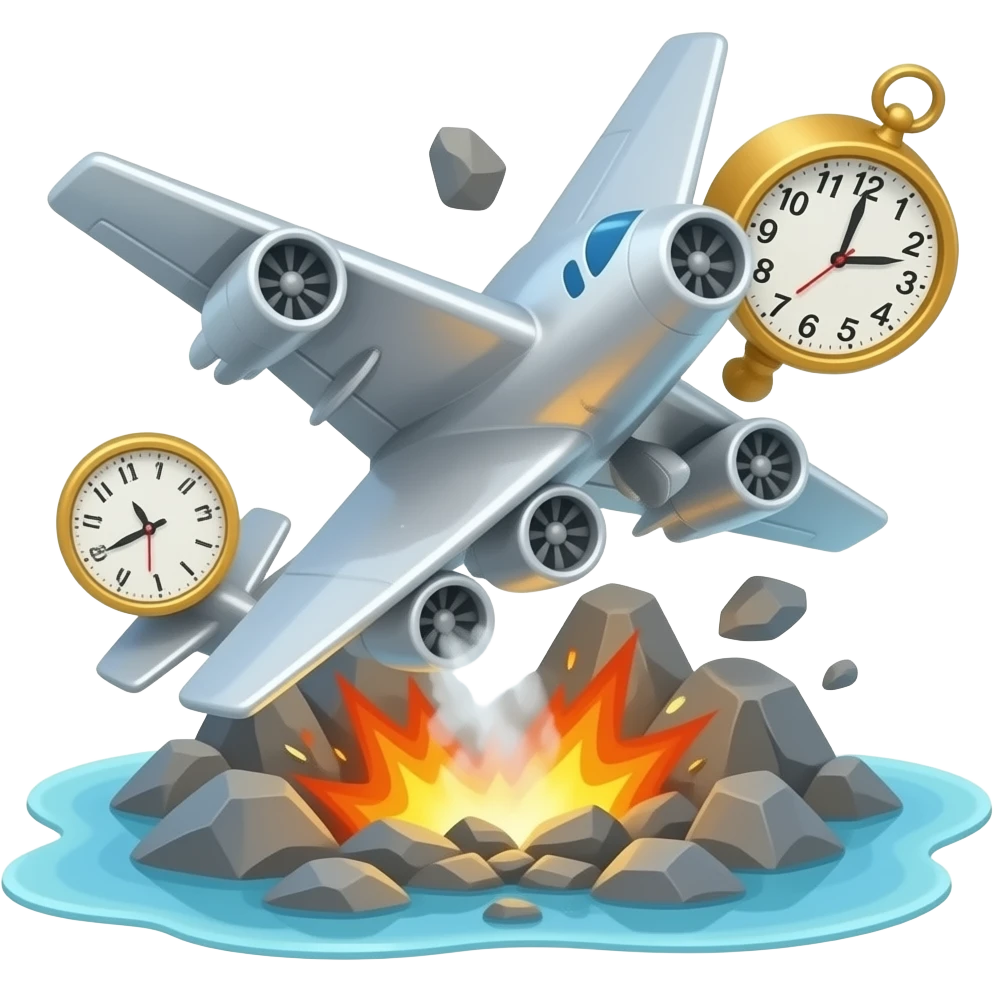 A plane crashing into the earth while farting cuckoo clocks emoji