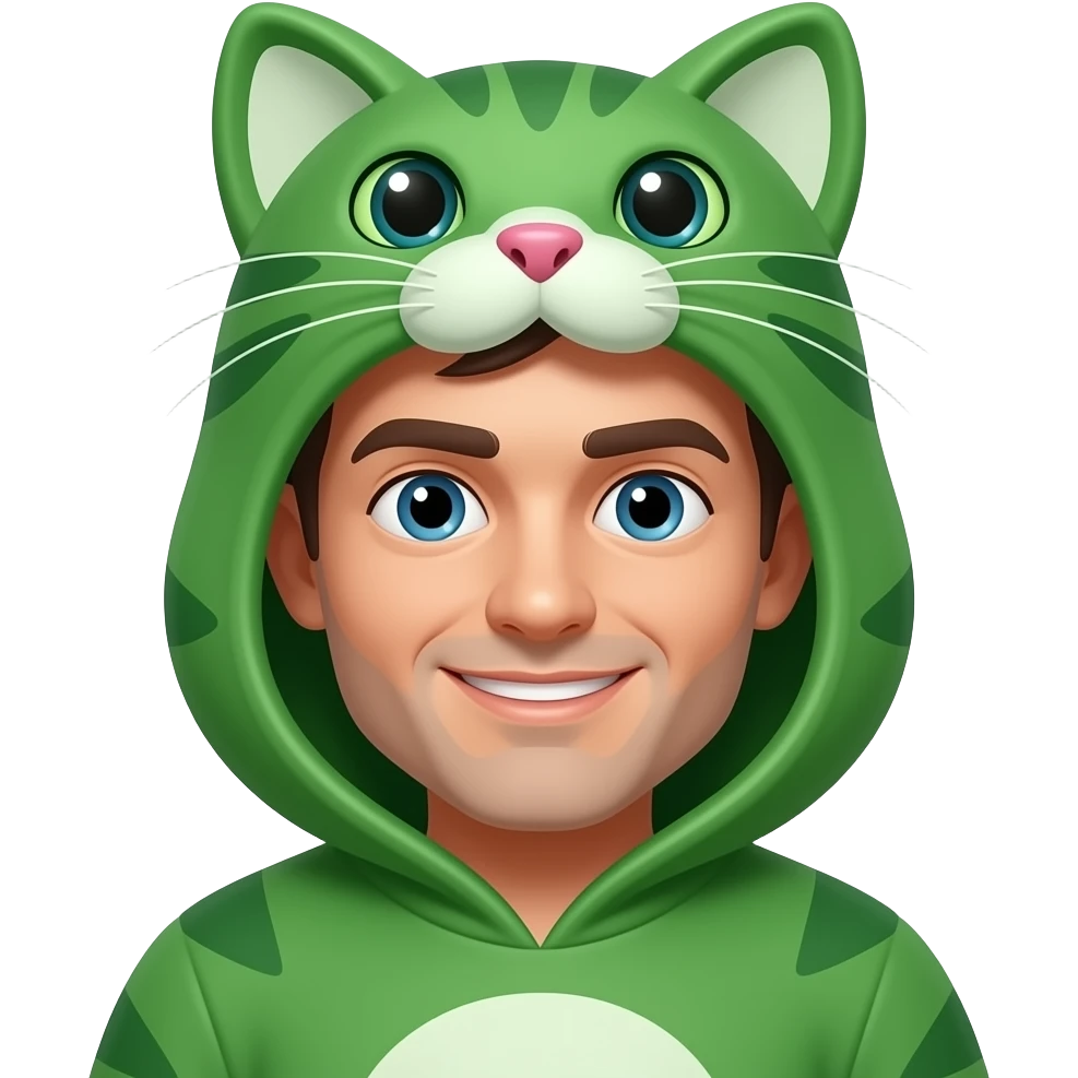 man in green cat costume emoji