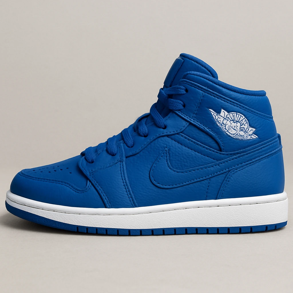 a blue Jordan basketball sneaker, classic design, white sole, simple background emoji