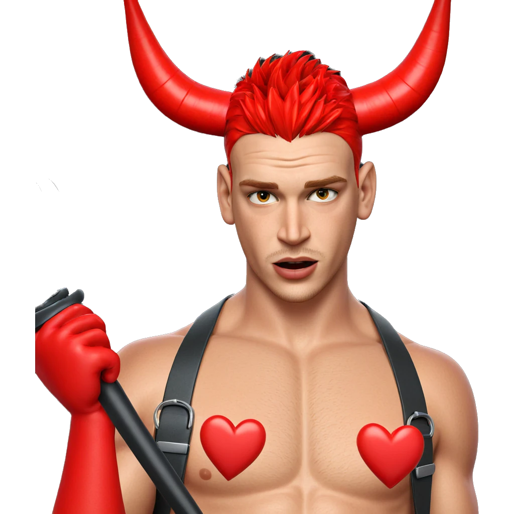 boy with horns and heart emoji