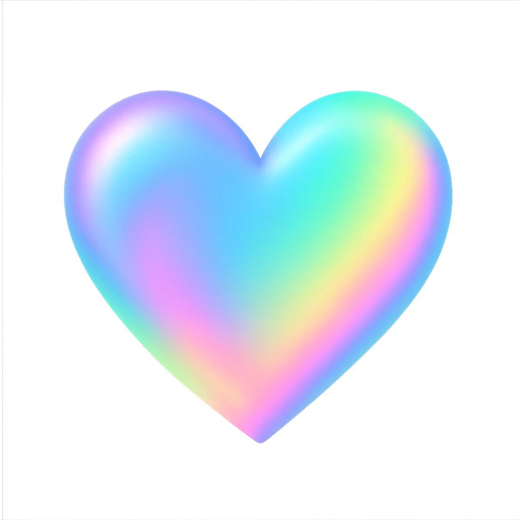 heart with a holographic rainbow gradient, no background emoji