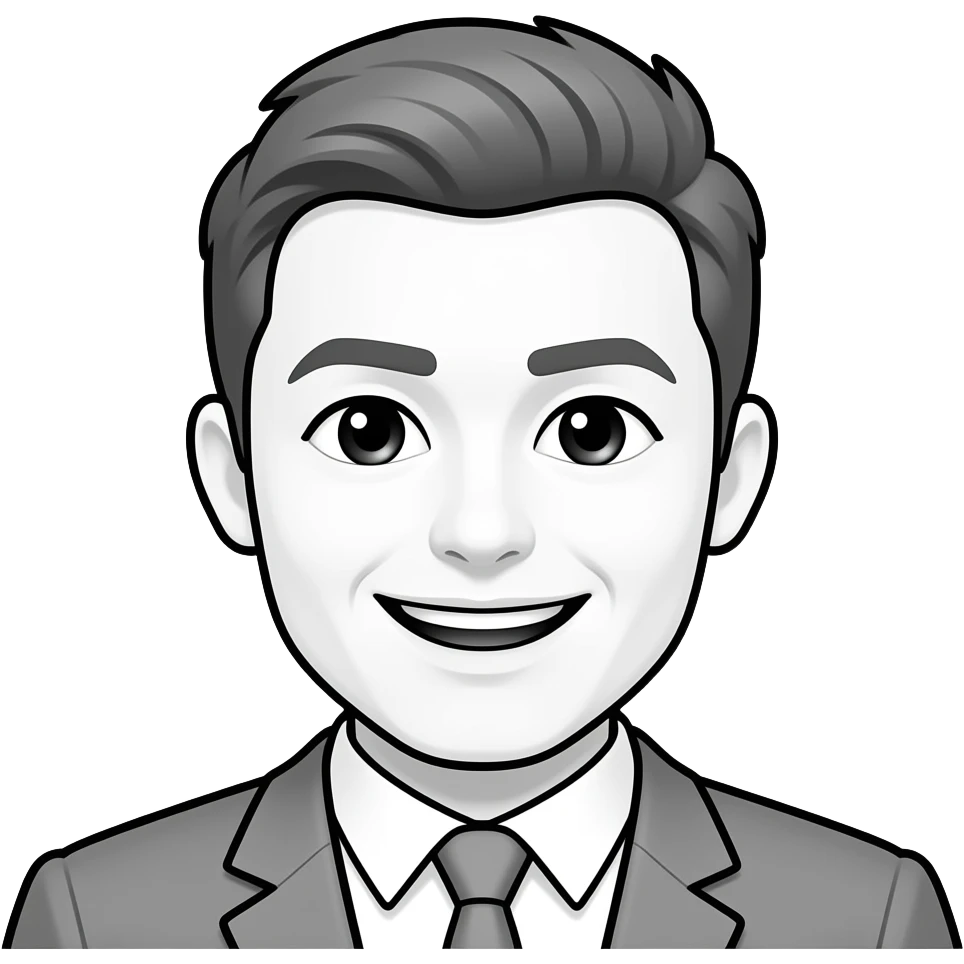 seilueta de persona en trazo negro en formatoo carnet ahora pon que este sonriendo y que solo este el borde no lo de adentro emoji