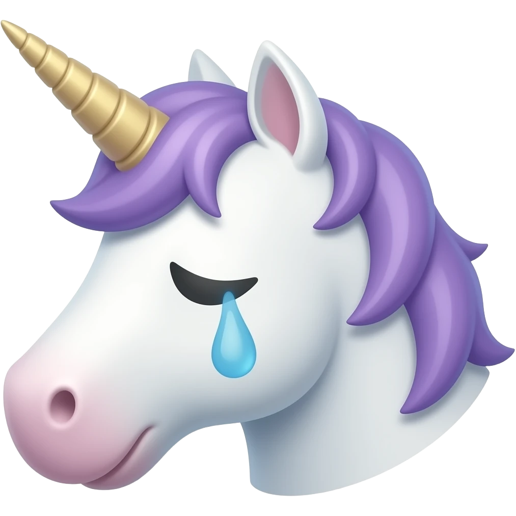 sad unicorn head emoji