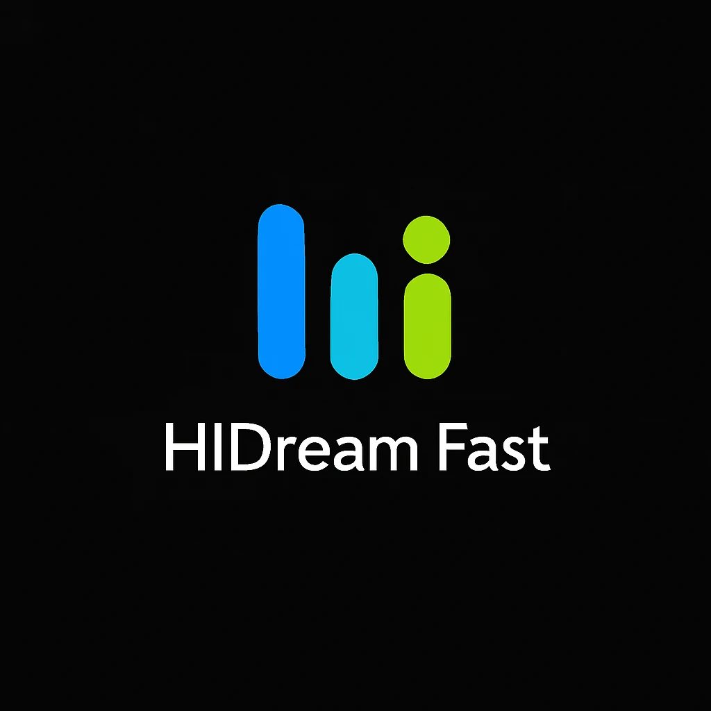 create high dream logo like this with text "HIDream Fast", black background  emoji