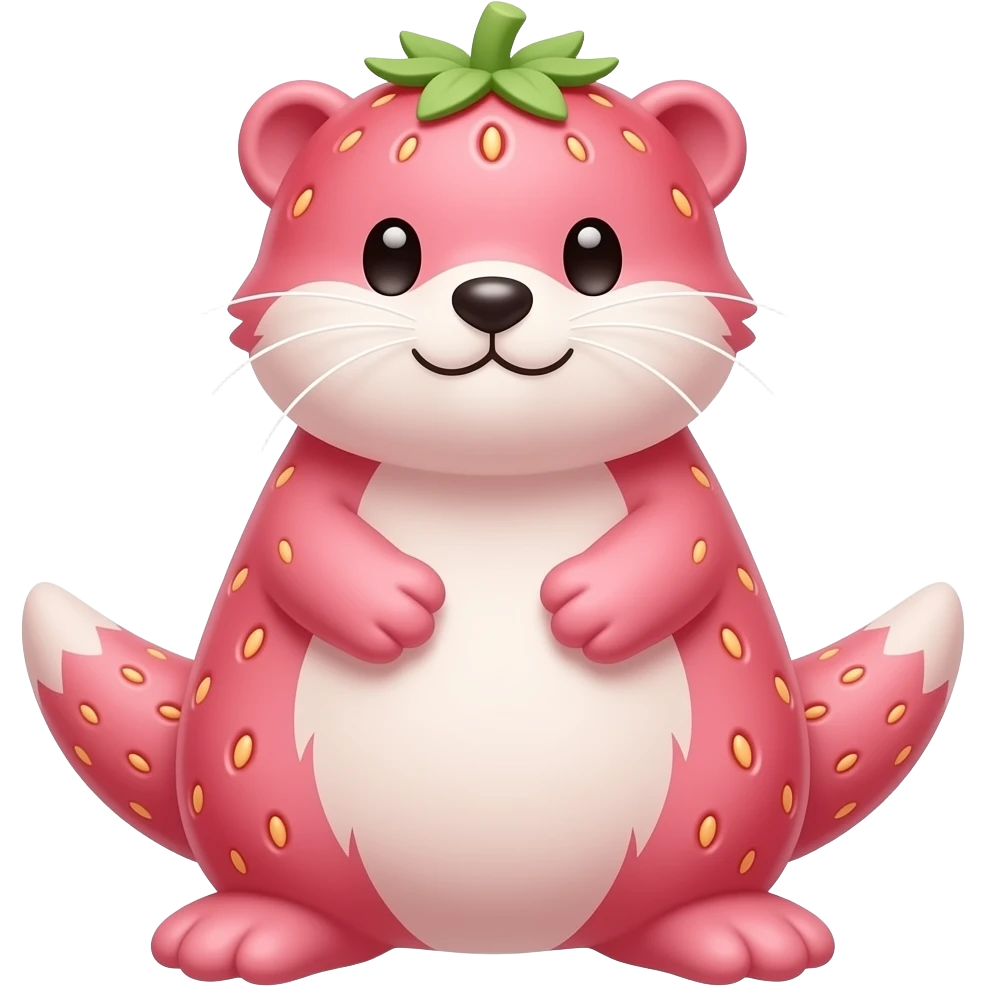 Cozy pink strawberry otter emoji