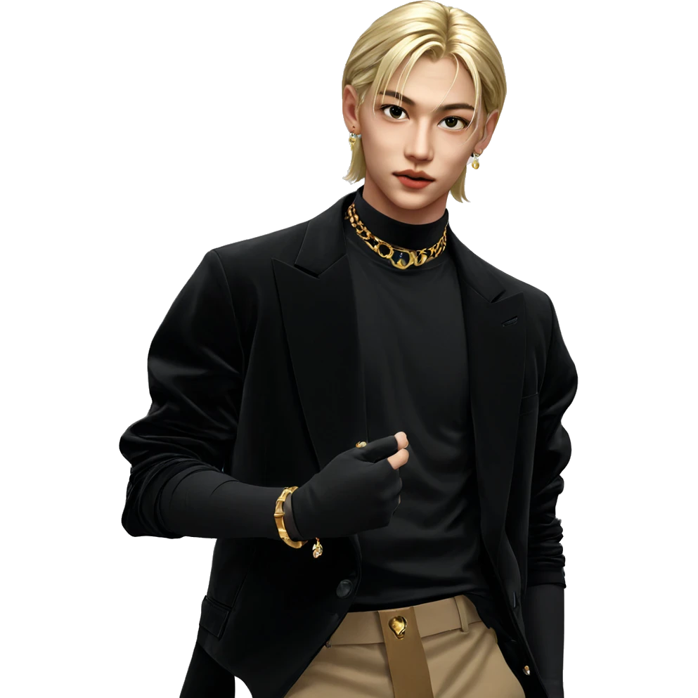 stylish blonde boy with jewelry emoji