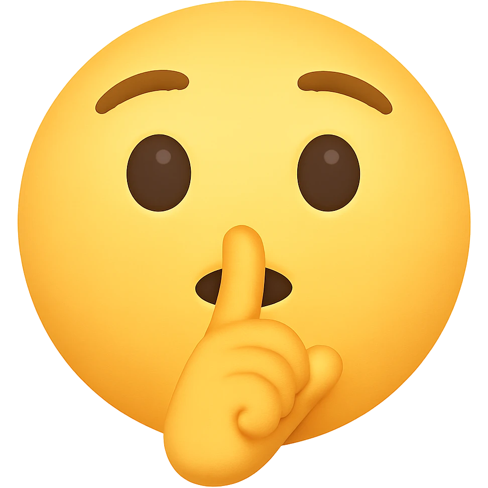 face with shushing finger emoji, digital illustration, no background emoji