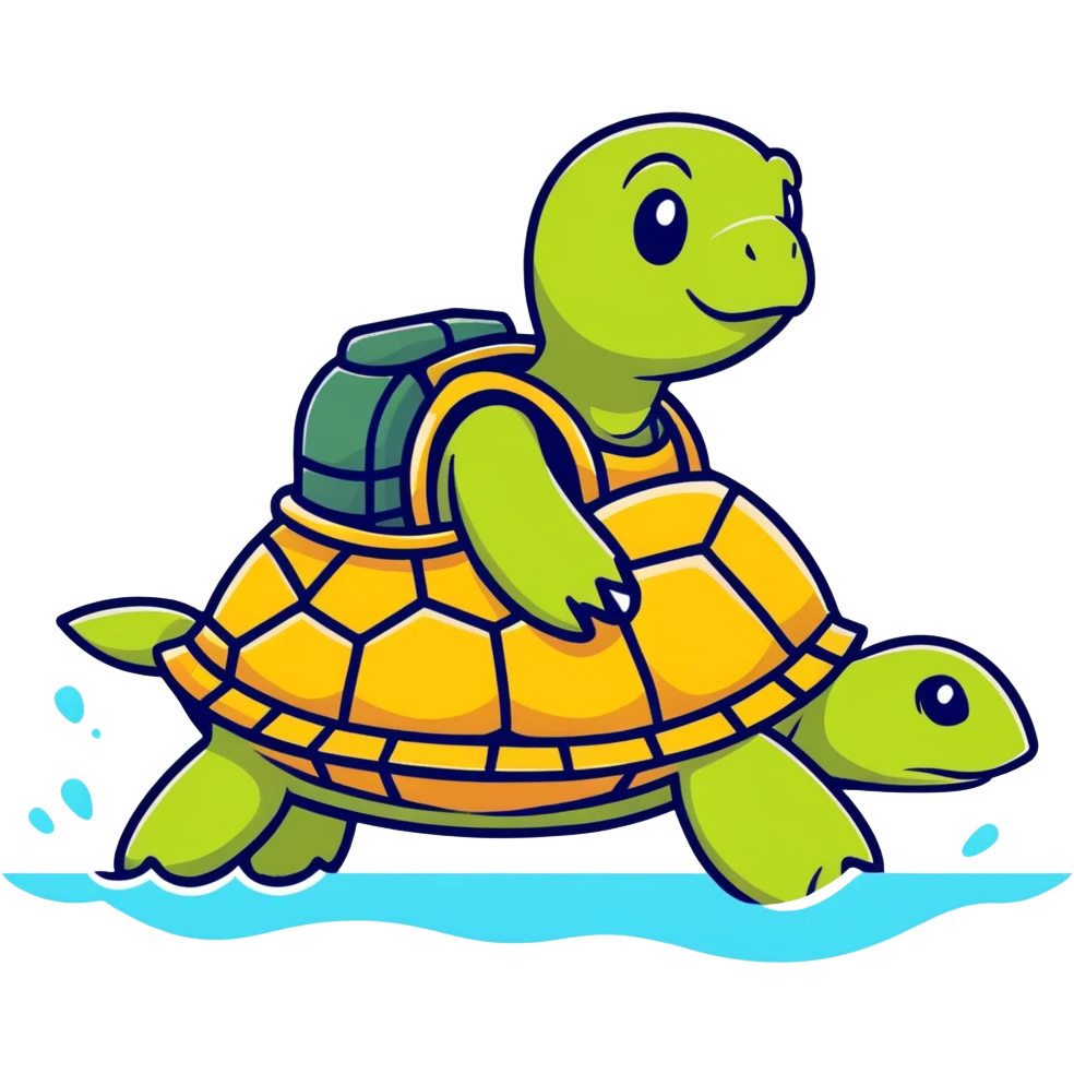 Turtle with scuba tank emoji