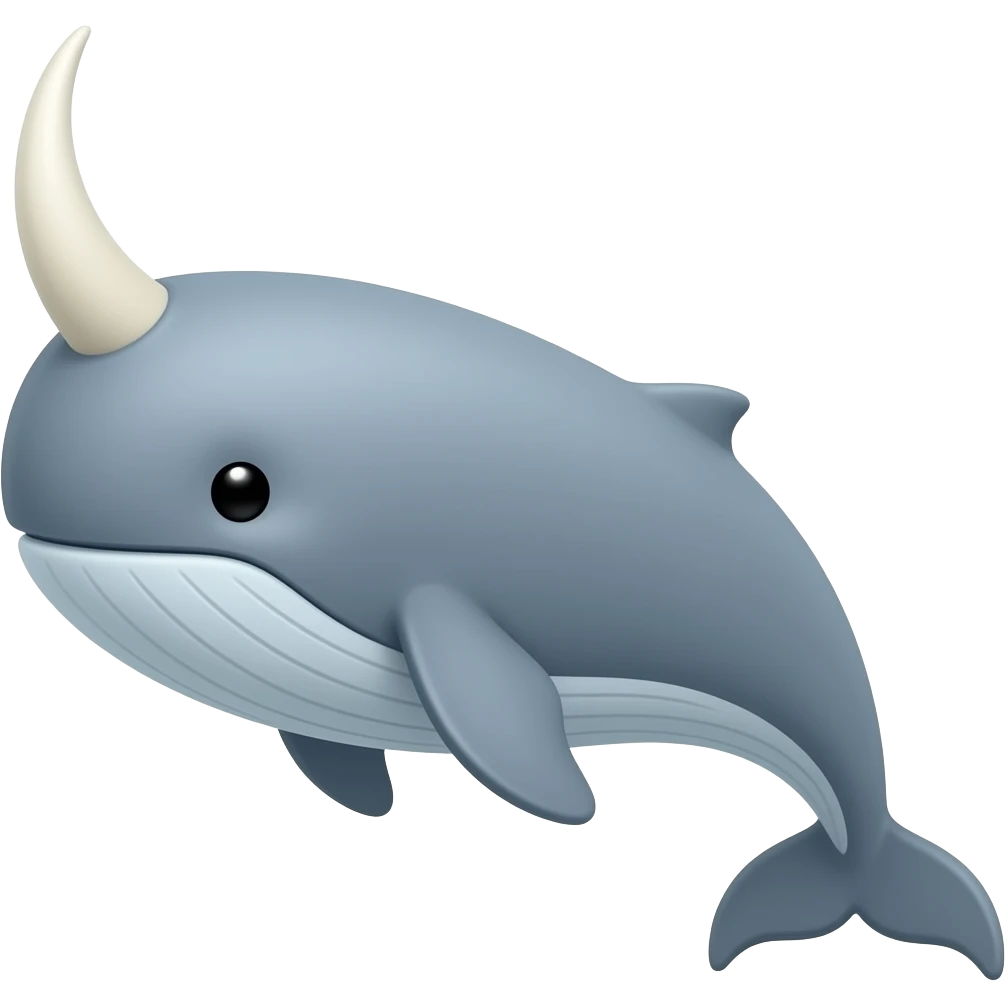 A gray whale with a white horn on its head emoji