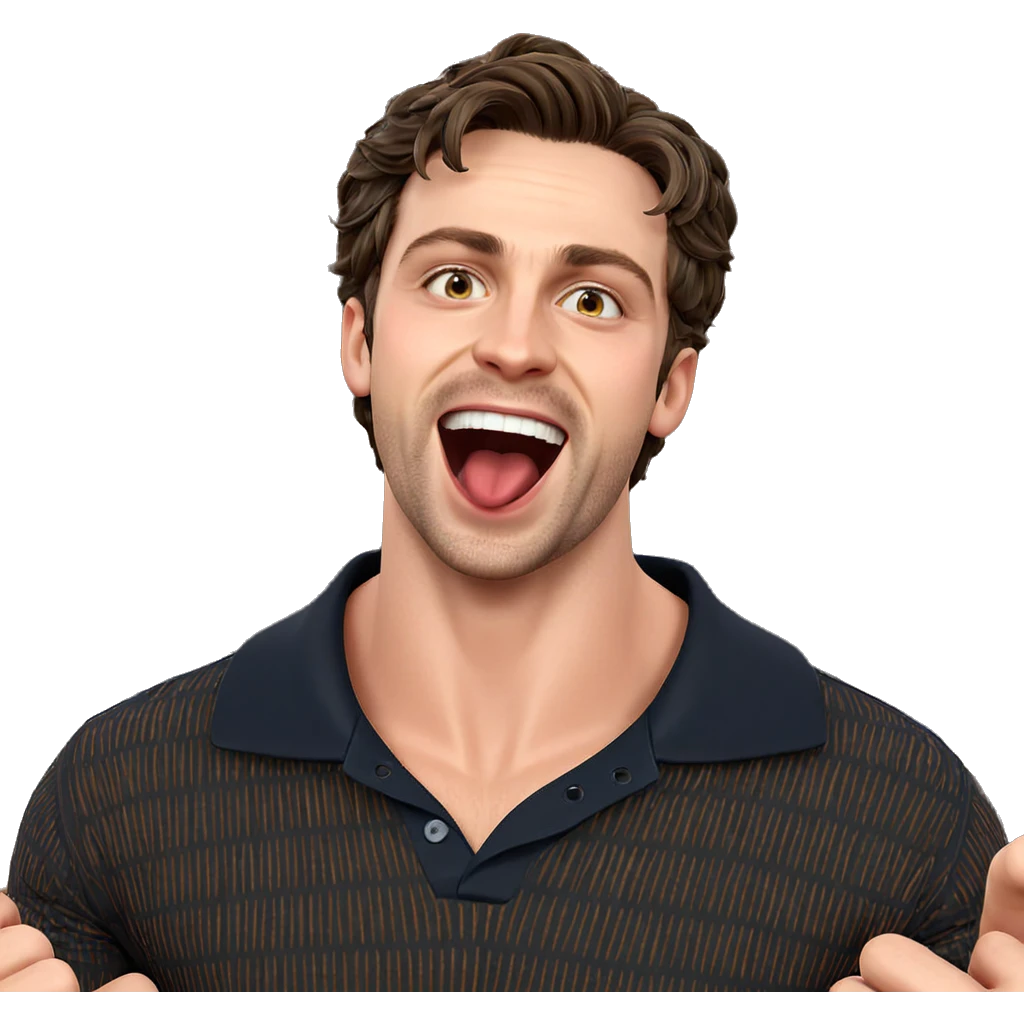 playful boy with open mouth emoji