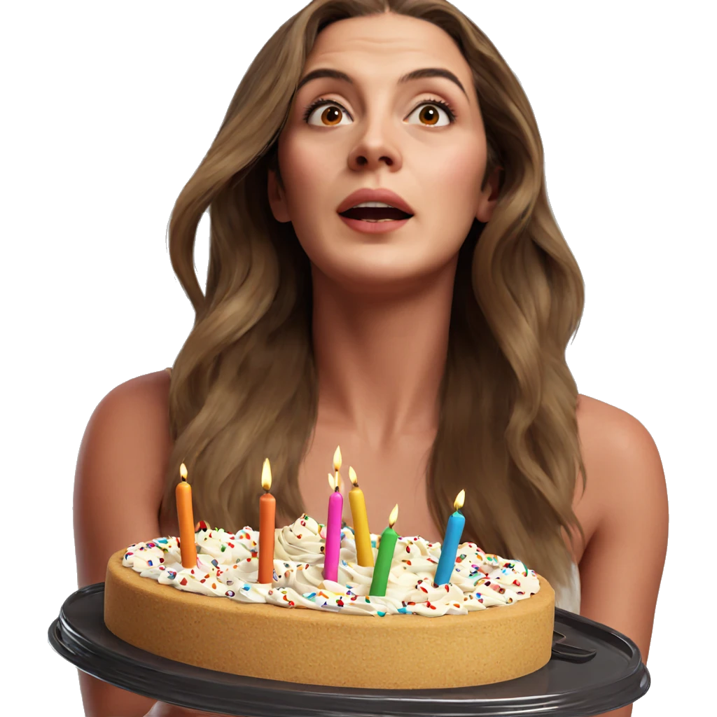 birthday girl with cake emoji