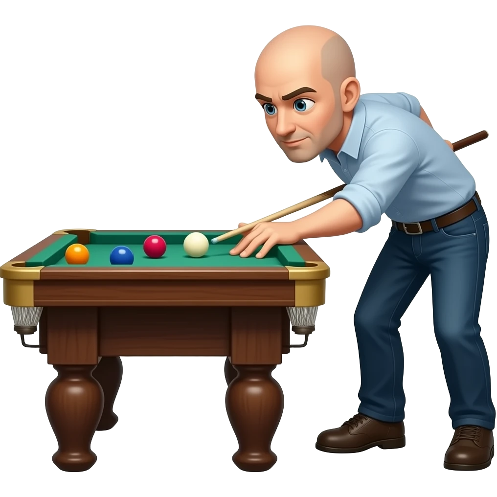 Bald man playing pool emoji