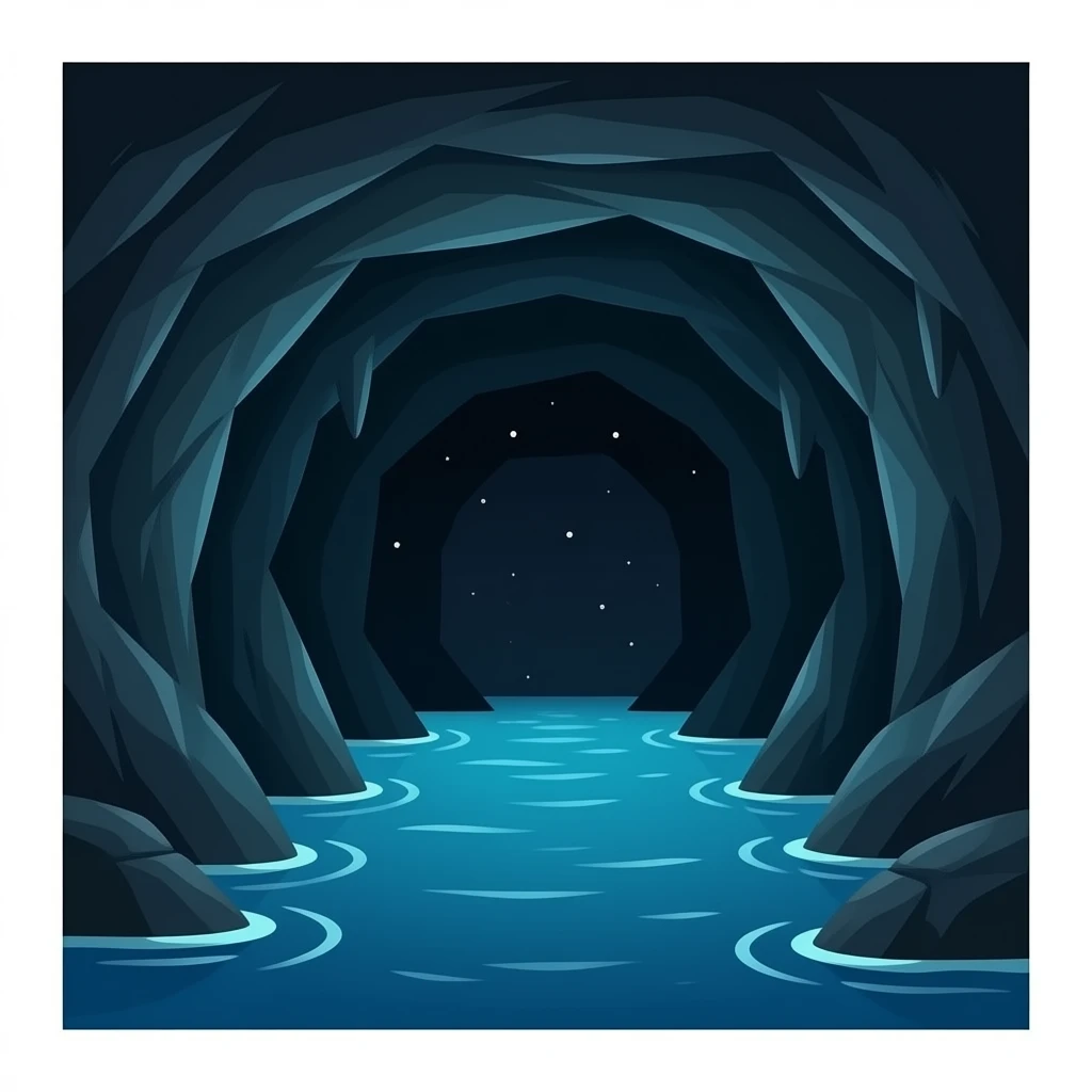 une grotte très sombre il ne doit pas y avoir de l'eau il fait juste sombre emoji