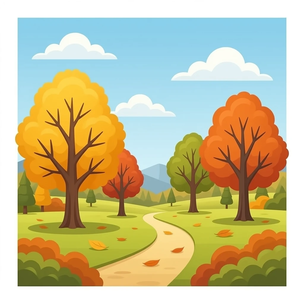 autumn and leafless trees landscape emoji
