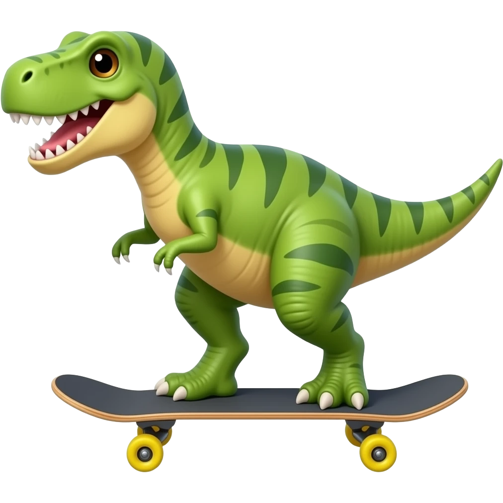 Dinosaur on a skateboard emoji