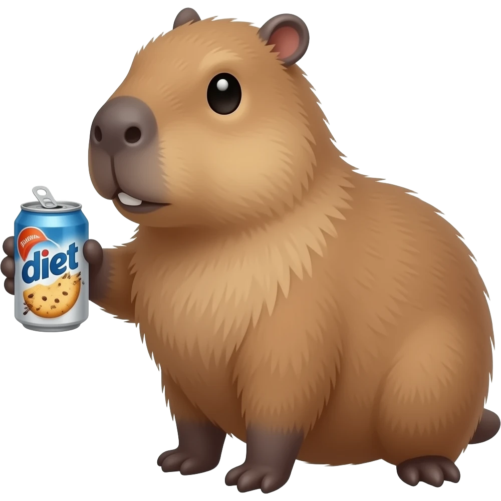 Capybara holding a can of diet cokie emoji