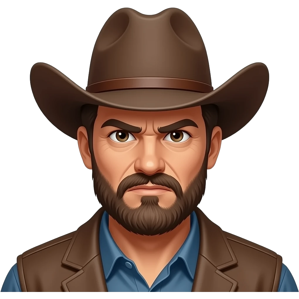 wanted poster with a cowboy wearing a mean face emoji