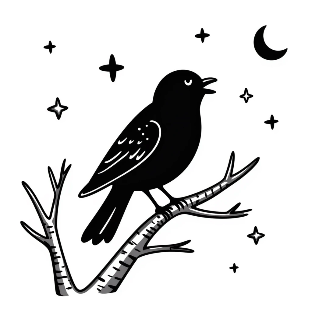 nightingale against starry night sky emoji