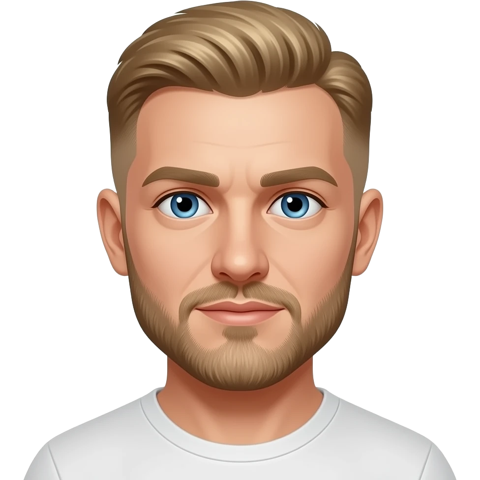 Blonde man, Short Hair almost Shaved, with beard, Blue eyes emoji