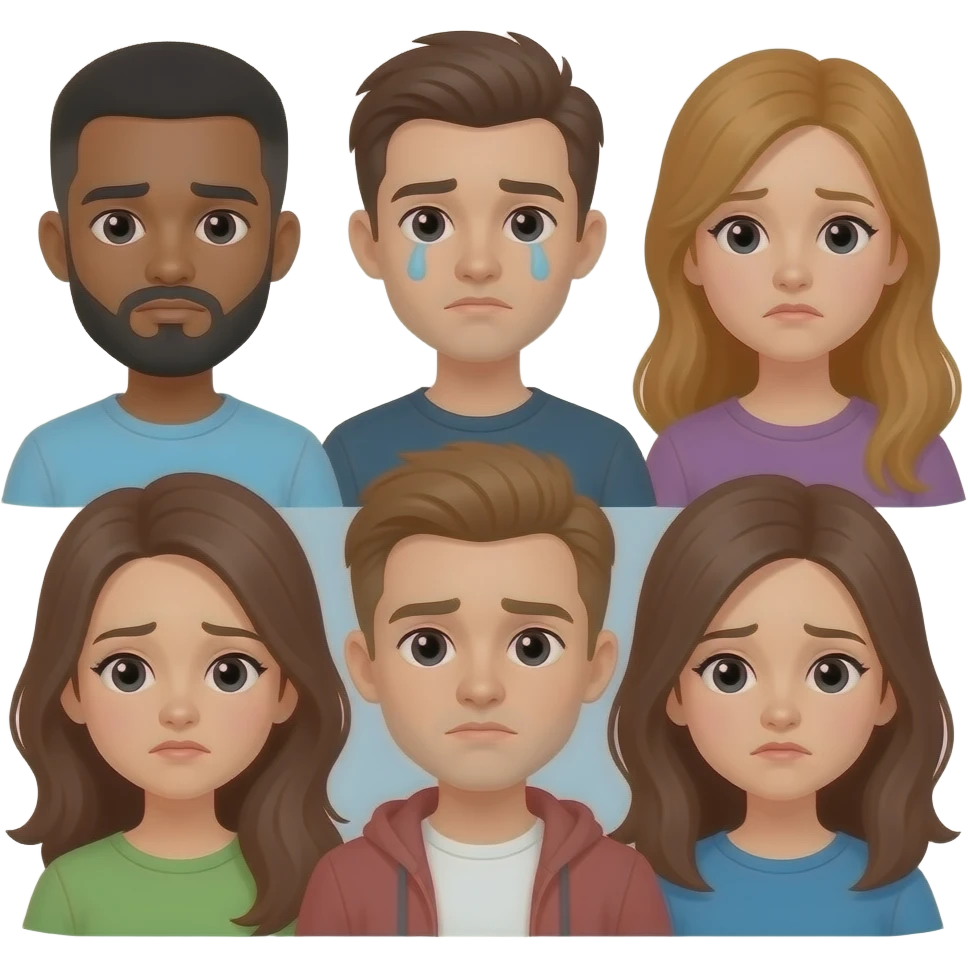 grupo de amigos tristes emoji