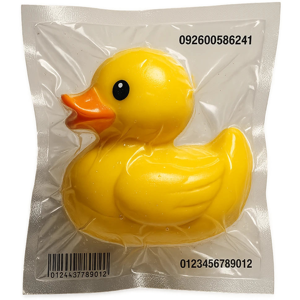 rubber duck in vacuum-sealed style emoji