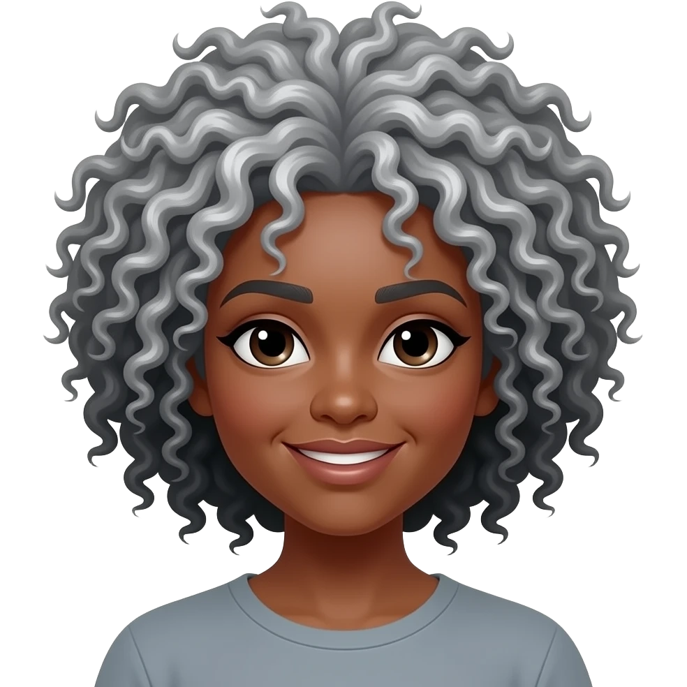 Black WOMAN with salt and pepper Afro emoji