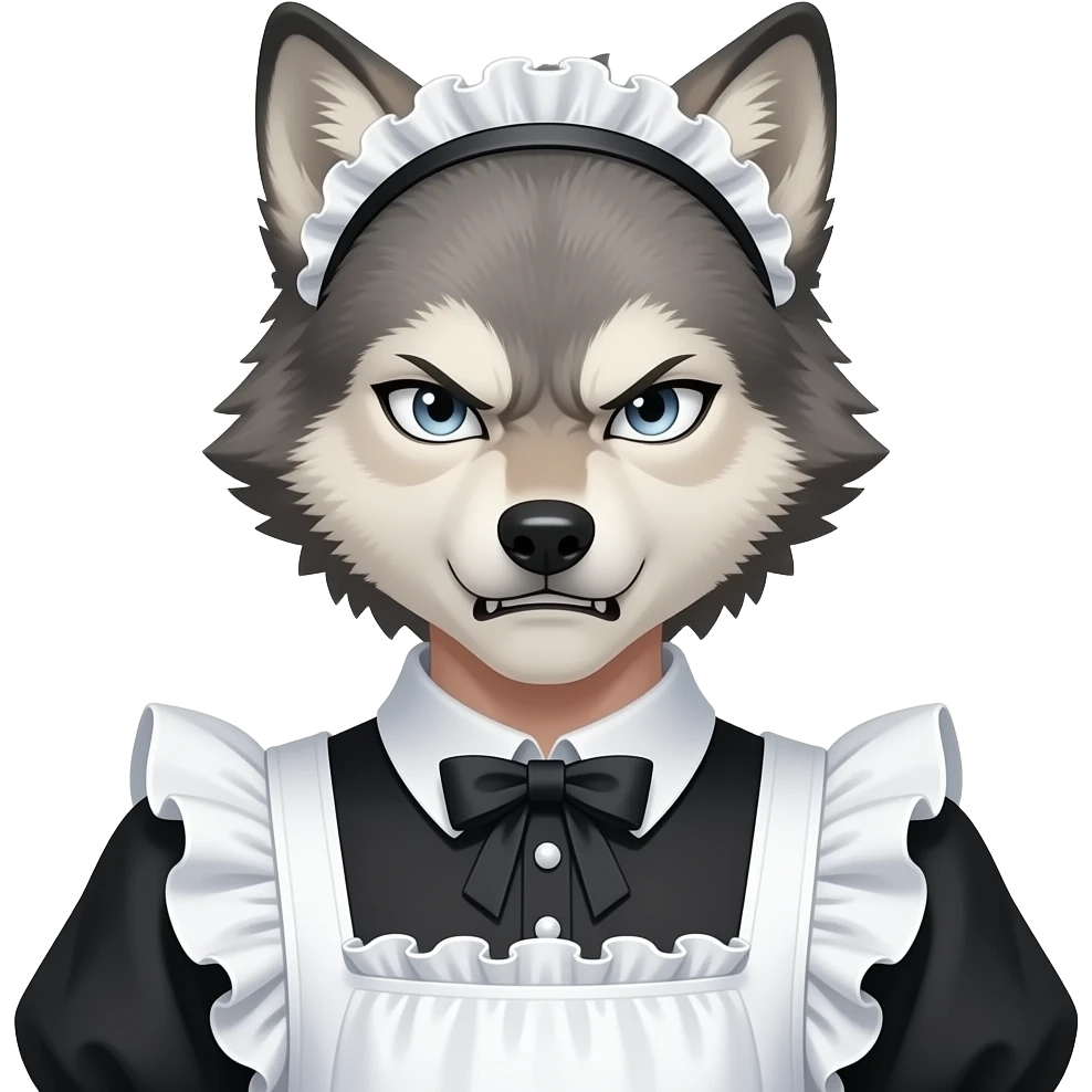 Alpha wolf angry femboy maid costume emoji