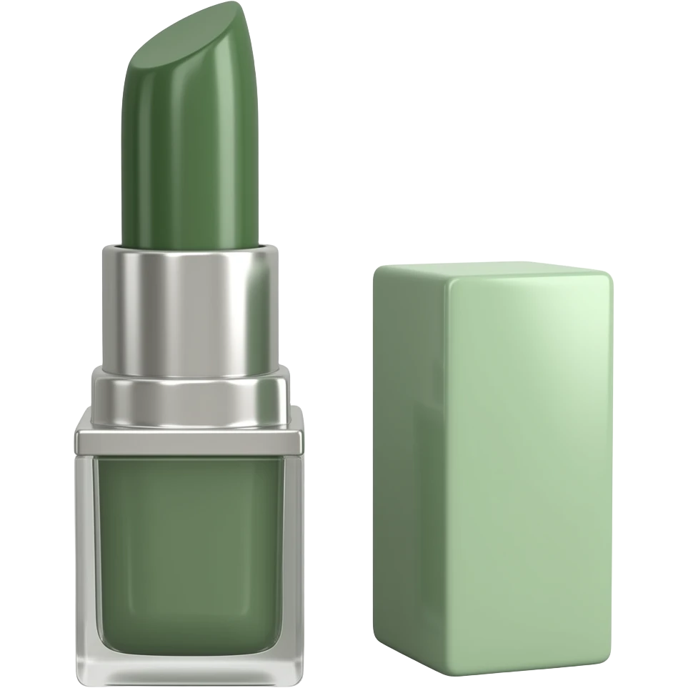 lipstickт with dark olive green, soft sage green, emoji