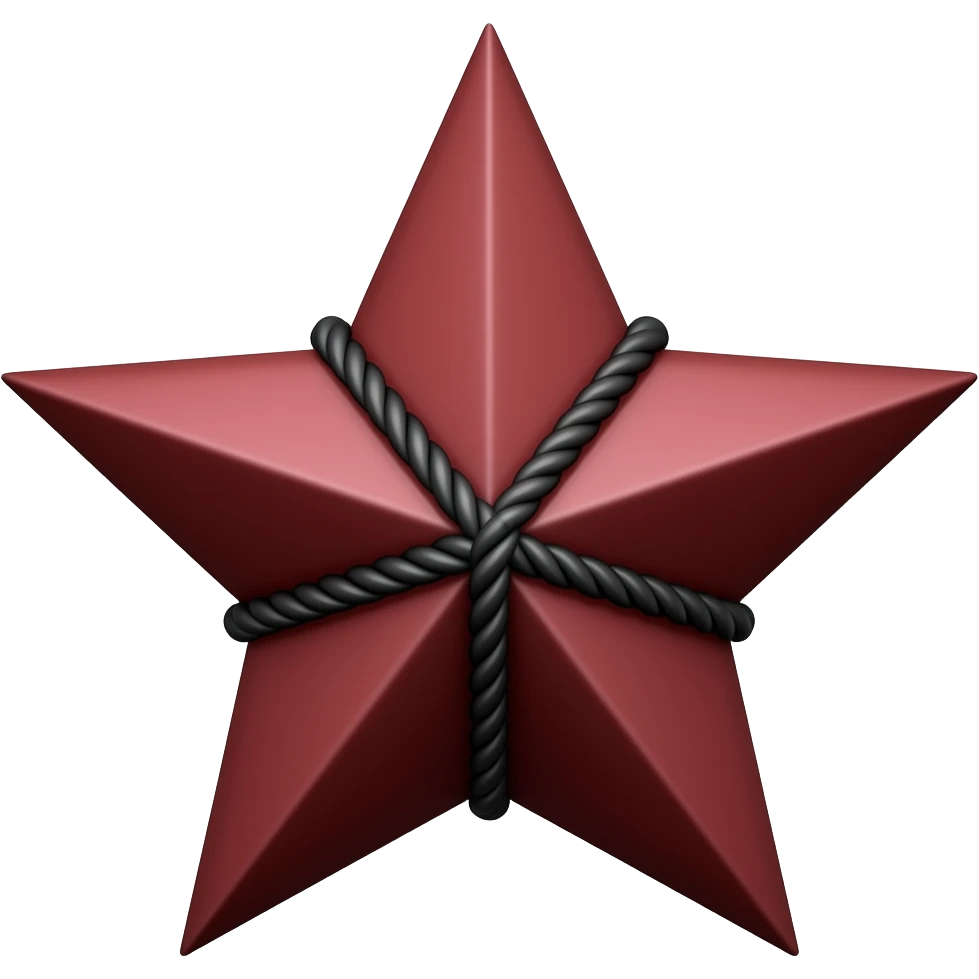 Deep red star with black ropes across it emoji