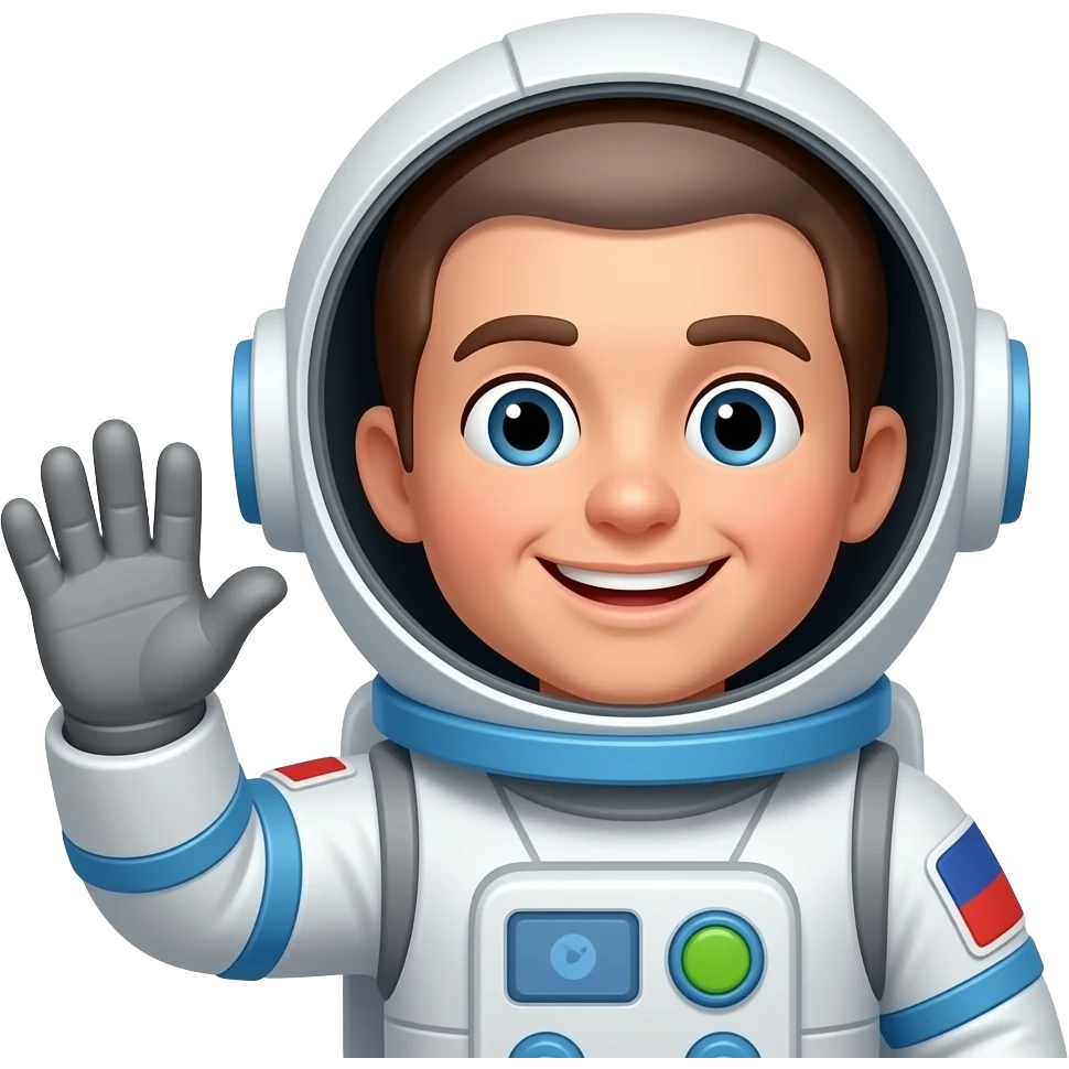 animated friendly Astronaut waving moving hand emoji