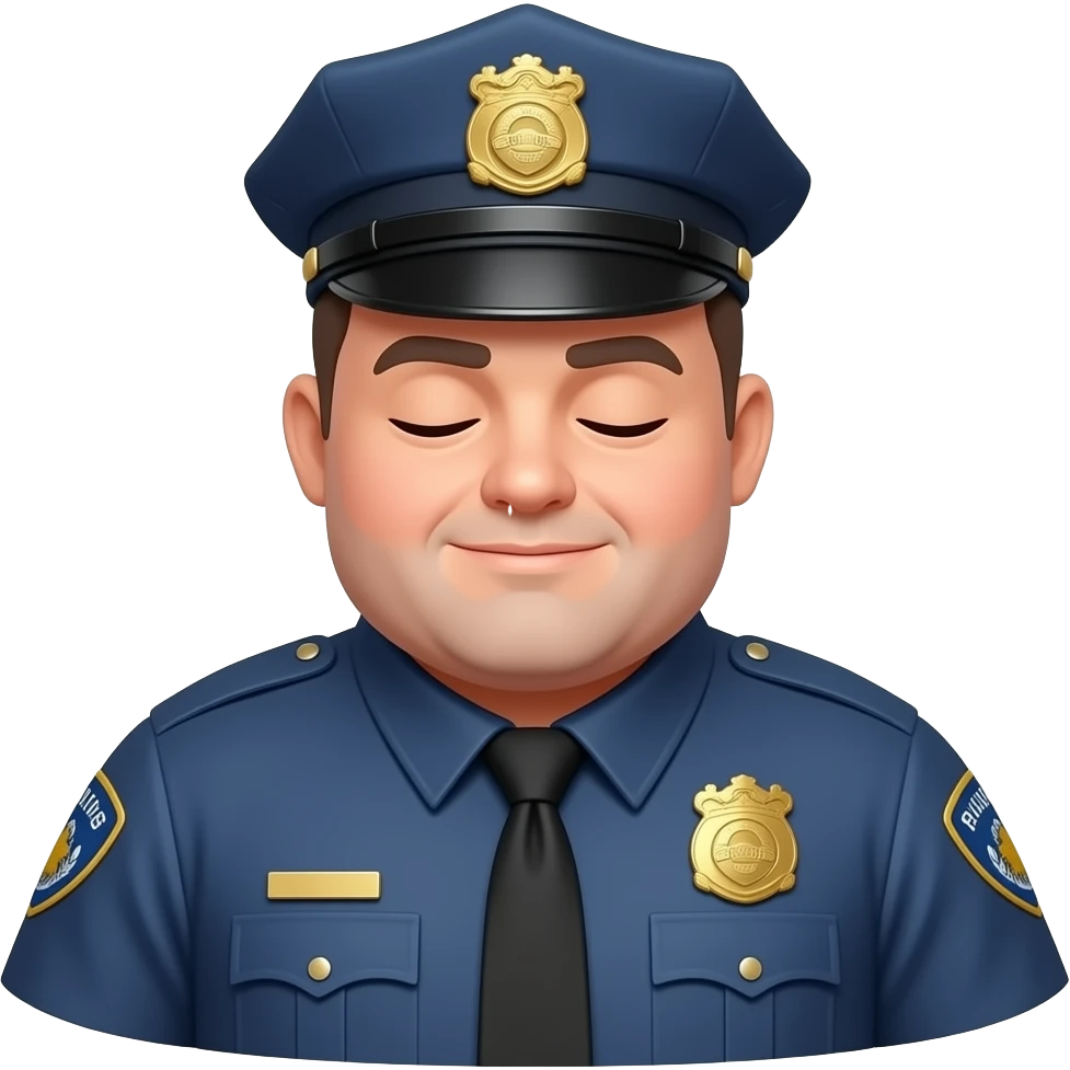 Fat police man sleeping, his head tilted to the right emoji