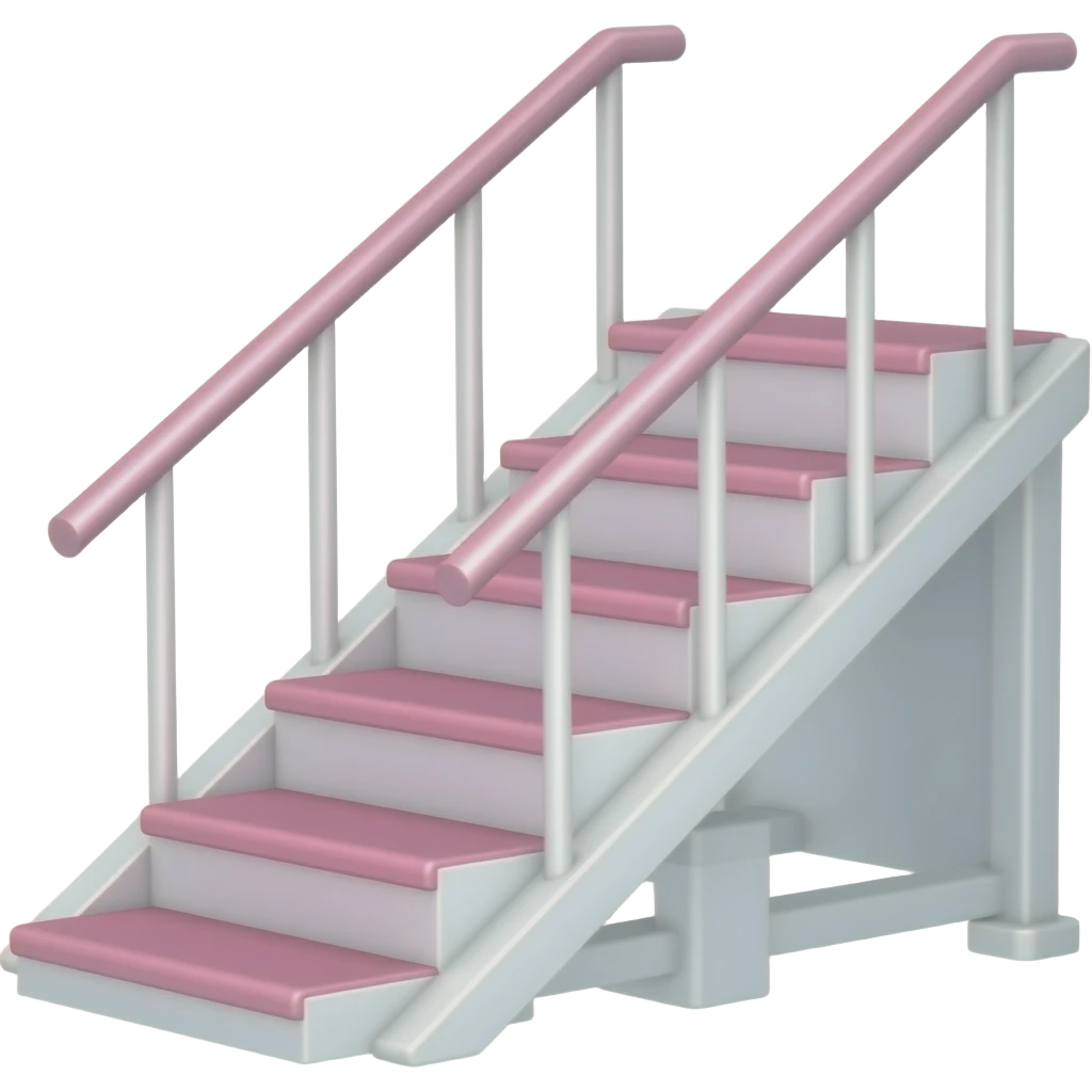 White gym stairs equipament with pastel pink without handrail, no backdrop emoji